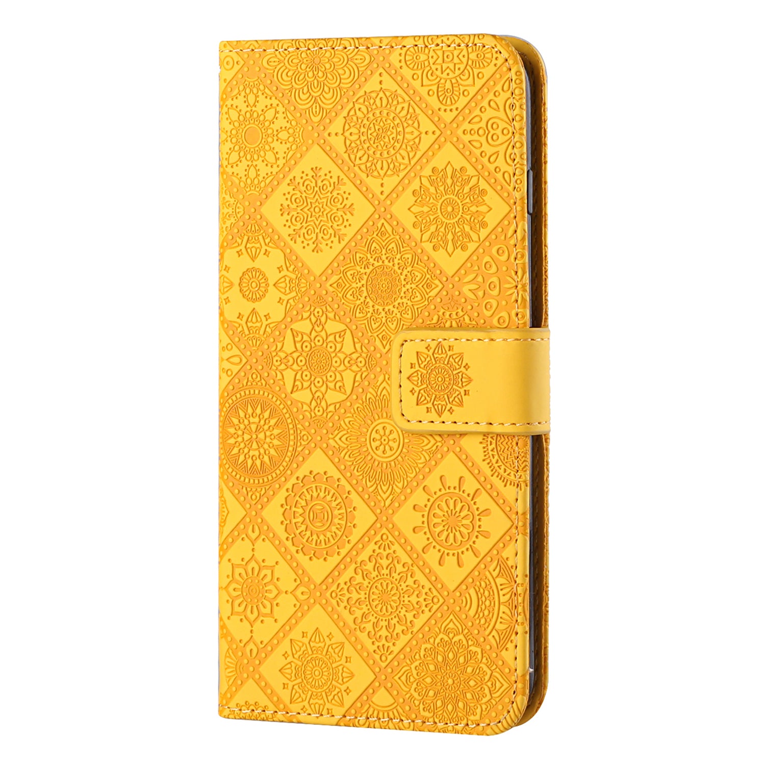 For Samsung Galaxy A55 5G Case PU Leather+TPU Ethnic Style Phone Wallet Cover - Yellow For Samsung Galaxy A55 5G Case PU Leather+TPU Ethnic Style Phone Wallet Cover - Yellow